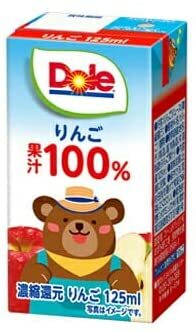 Dole りんご100％ LL125ml×18本　年末年始　冬休み　子供のおやつ　差し入れ