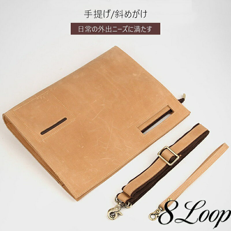 おしゃれ・可愛いピアス8Loopの新品 メンズ バッグ ヌメ革 牛革 レザー ハンドバッグ　 ビジネスバッグ 2wayショルダーバッグ　斜め掛け　メンズ バッグ　手袋｜アングル3