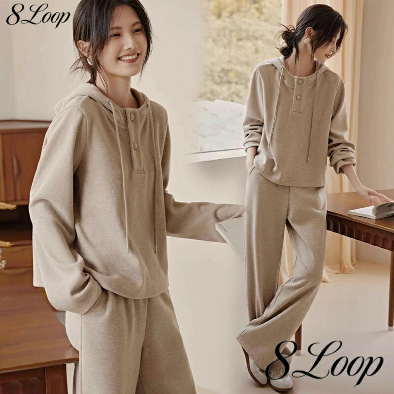 セットアップ レディース 秋冬 ニット パーカー 長袖 フード付き 可愛い 2点セット ロングワイドパンツ 上下セット 通勤 カジュアル きれいめ パンツ 部屋着 着痩せ ワイドパンツ ウエストゴム カットソー 体型カバー ウォーキング トップス パンツ 運動着