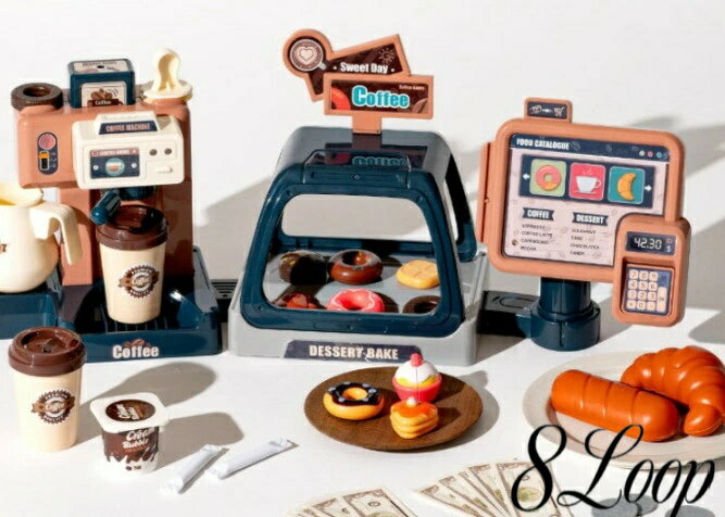 ガチャマシンがなんとお家で楽しめる♪おもちゃ お店屋さんごっこ レジスター 女の子 カフェ おままごとセット おしゃれ コーヒーショップ コーヒーメーカーセット...