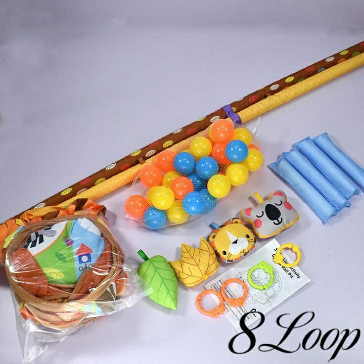 おしゃれ・可愛いピアス8Loopの【送料無料】サニーマット ベビープレイマット ベビージムマット ベビーサークル 玩具付き 円形 ごろ寝アート 寝相アート おもちゃ 男女共用 子供 かわいい ライオン グリーン 出産祝い プレゼント｜アングル3