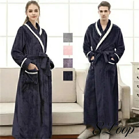 ルームウェア カップル ガウン もこもこ 寝巻き パジャマ 冬 メンズ レディース 着る毛布 バスローブ ロング 大きいサイズ 厚手 長袖 ペアルック ウエスト紐 部屋着 ホームウェア ナイトウェア 室内着 大人 ママ パパ 送料無料