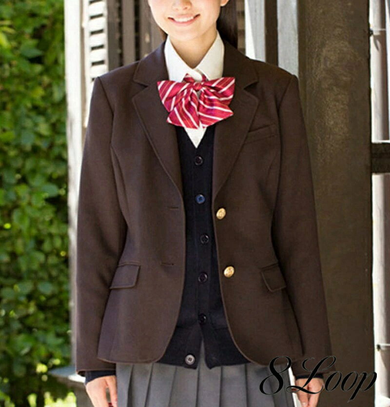 おしゃれ・可愛いピアス8Loopの制服ブレザー　女子高生ジャケット ブレザー スクールブレザー紺/ブラック・大きいサイズ 制服スクールブレザー　スクール ブレザー JK制服ブレザー　定番　高校生 学生 中学 ブラック ジャケット 長袖　ハイグレード！ 送料無料｜アングル3