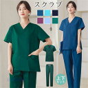 スクラブ セットアップ 上下セット レディース メンズ 白衣 半袖 ドクター 歯医者 ナース服 美容 サロン 医務衣 介護施設 ユニフォーム