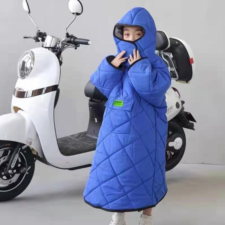 自転車 送り迎え用 子ども 防寒 ポンチョ 防風 撥水 フード付 着る毛布 防寒カバー バイク 子ども乗せ 通園 キルティングマント キッズ あったか 防寒ケープ 男の子 女の子 秋冬 暖かい 2