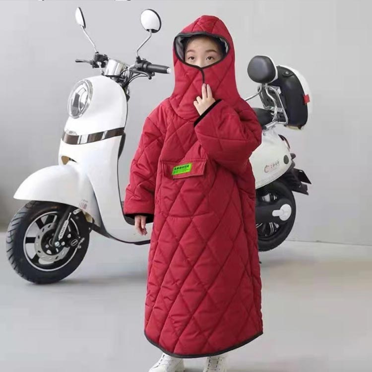 自転車 送り迎え用 子ども 防寒 ポンチョ 防風 撥水 フード付 着る毛布 防寒カバー バイク 子ども乗せ 通園 キルティングマント キッズ あったか 防寒ケープ 男の子 女の子 秋冬 暖かい 3