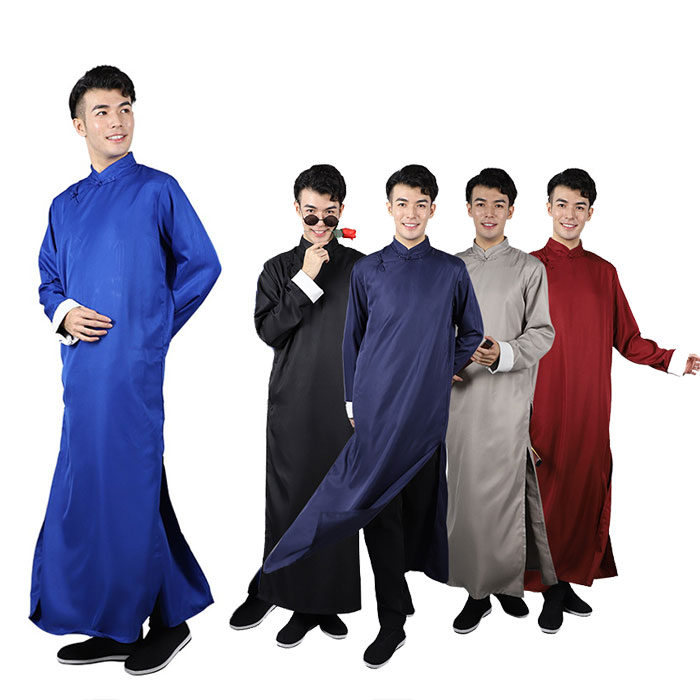 チャイナ服 メンズ 漫才 チャンパオ 5色 舞台衣装 中華風 立ち衿 スプリット チャイナボタン 長袍 ハロ..