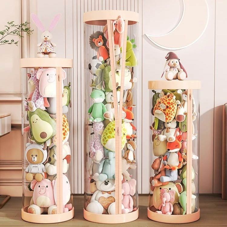 【送料無料】ぬいぐるみ収納ケース ジッパー付き ぬいぐるみ収納 円柱形 ぬいぐるみ収納 ケース 透明 ぬいぐるみ収納桶 直径26cm/高さ120cm/150cm 大容量 陳列ケース 防塵 展示ボックス ぬいぐるみ収納ボックス 収納ケース ファスナー付き 取り出しやすい [2]