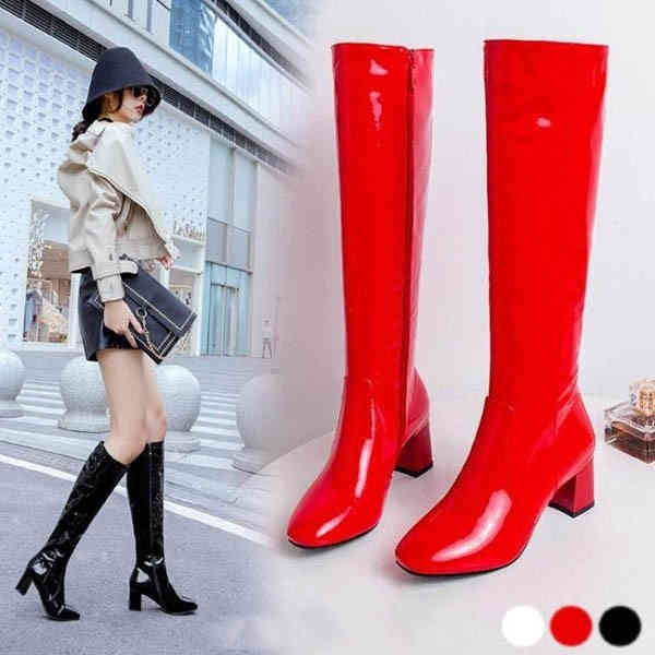 【送料無料】ファッション 靴 ファスナー 春 通勤 美脚 ヒール6cm シューズ カジュアル レディース 秋 冬 黒 白 ロングブーツ 赤...