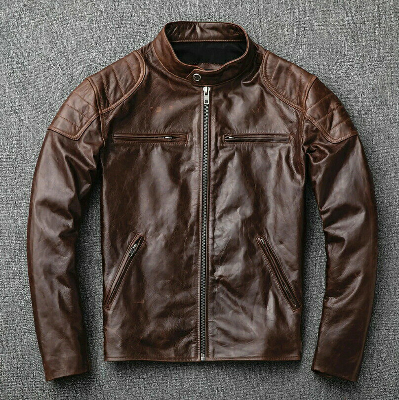 Rakuten - レザージャケット メンズ 革ジャン チュニックジャケット ライダースジャケット 羊革 本革ジャケット 立ち襟 スリム 長袖ジャケット ショートコート シンプル 軽い 春秋