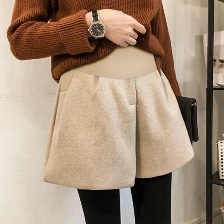 妊婦 短パン ショートパンツ ボトムス ショート丈 パンツ 無地 ストレッチ 冬 マタ...
