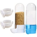 RYOHIN Lab.(良品ラボ) 自動餌入れ 鳥 水入れ 給餌器 給水器 ペット用 小動物 餌やり 水やり プラスチック 青 白 2個セット