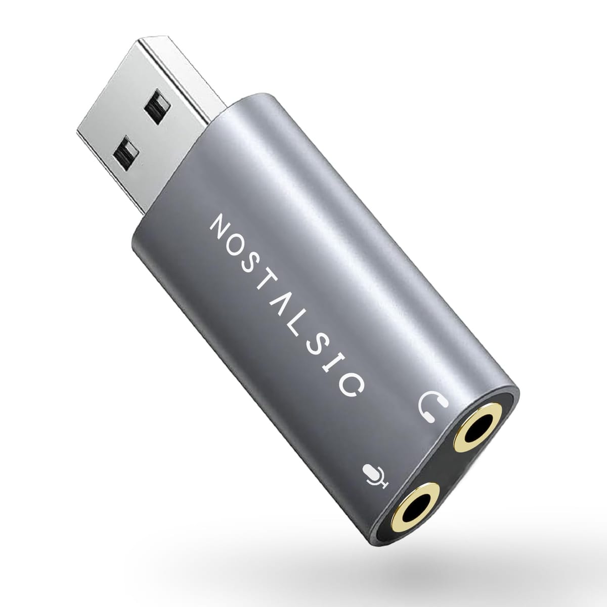 NOSTALSIC USB オーディオ 変換アダプタ USB2.0 to 3.5mm 外付け サウンドカード DAC搭載 24bit/96KHz対応 直挿しタイプ 3極(TRS)専用 イヤホン PS4 等適用 Windows/Mac OS/PS4/PS5