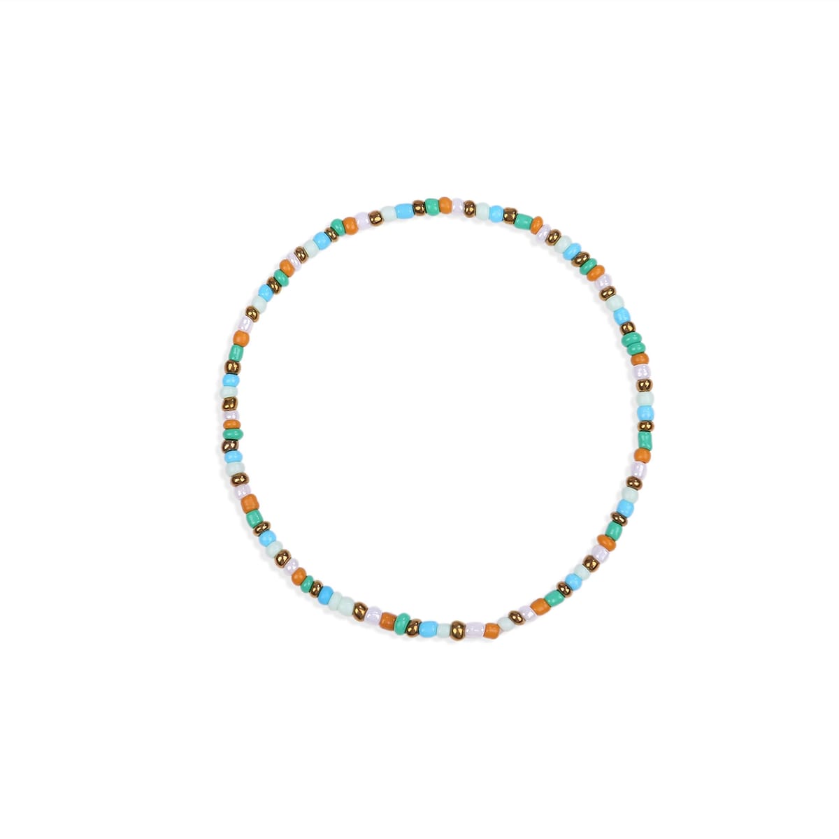 [AREUM] ブレスレット テテ着用モチーフ ビーズ メンズ ユニセックス 色鮮やか 伸縮性あり カラフル 淡い グリーン ホワイト ゴールド