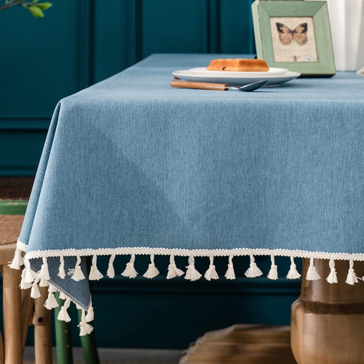 starink テーブルクロス 北欧 長方形正方形 撥水 防水 お洒落 可愛い しっかり生地 (ブルー, 90x140)