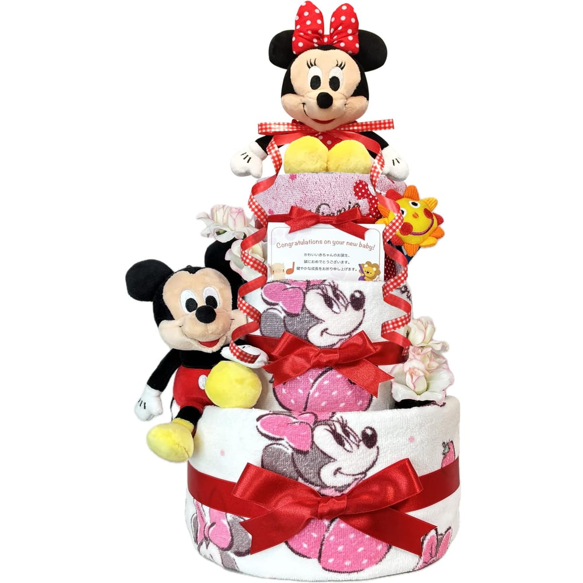 KanonBabys おむつケーキ 女の子 出産祝い 赤ちゃん 誕生日 ベビーシャワー ギフト 3段 Sサイズ Mサイズ mic4111