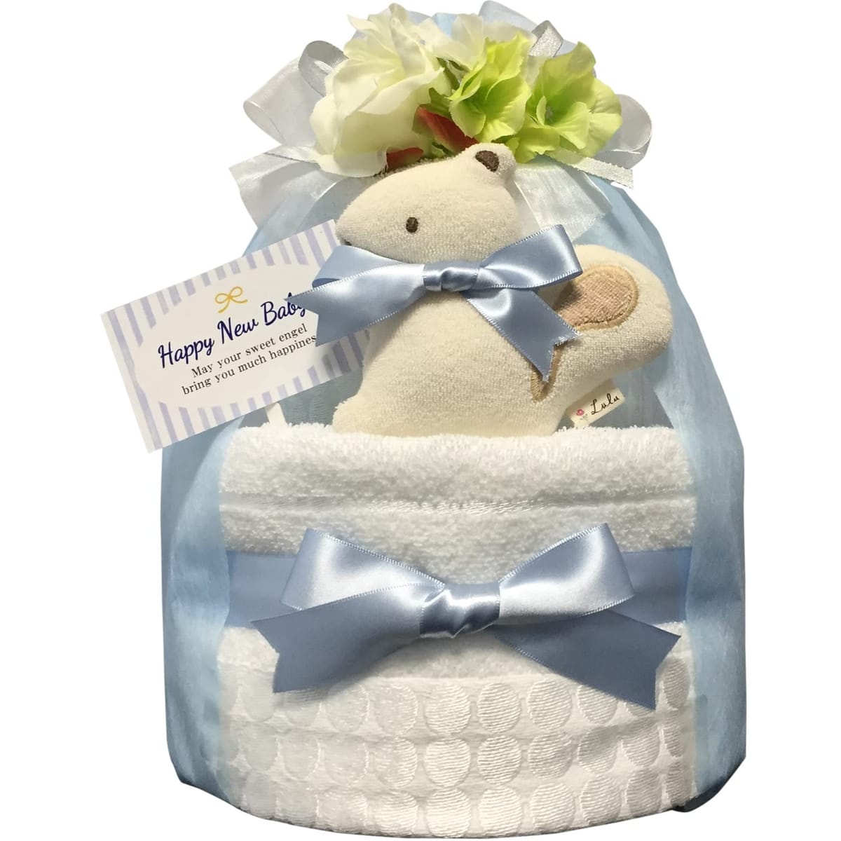 KanonBabys おむつケーキ 男の子 今治 オーガニック 出産祝い 2段 Sサイズ Mサイズ