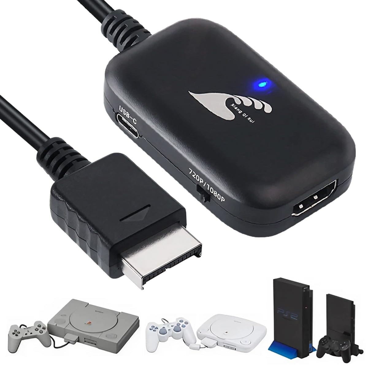 【PS1、PS2をHDMI接続】プレステ1、プレステ2、PS one対応のHDMI接続ケーブルです。 テレビにアナログ(RCA)入力が無く使えない場合でもHDMI接続で今のテレビでも使えます。【簡単接続】付属のUSBケーブルでコンバーターに電源を供給し、HDMIケーブルでテレビと接続するだけでプレイステーションが楽しめます！【HD表示】サイドのスイッチで1080P(16:9) / 720P(4:3) 切替可能です。解像度は1920*1080、1366*768、720*480をサポートします。HDMI接続する事でノイズを遮断しゴーストや画面のチラつき無く快適にプレイ可能です。※注意事項：PS2、PS1からHDMIへの変換専用です。AV出力への変換はできません。ビデオ信号をHDMI変換するコンバーターとなり、元のプログラムされた画質以上にはなりません。【No signalの表示は接触不良です。ケーブルの抜き差しや電源のON、OFFで復帰します】【安心保証】初期不良や製品に問題があった際、ご購入から30日間の製品保証をさせて頂きます。 【PS1、PS2をHDMI接続】プレステ1、プレステ2、PS one対応のHDMI接続ケーブルです。 テレビにアナログ(RCA)入力が無く使えない場合でもHDMI接続で今のテレビでも使えます。 【簡単接続】付属のUSBケーブルでコンバーターに電源を供給し、HDMIケーブルでテレビと接続するだけでプレイステーションが楽しめます！ 【HD表示】サイドのスイッチで1080P(16:9) / 720P(4:3) 切替可能です。解像度は1920*1080、1366*768、720*480をサポートします。HDMI接続する事でノイズを遮断しゴーストや画面のチラつき無く快適にプレイ可能です。 ※注意事項：PS2、PS1からHDMIへの変換専用です。AV出力への変換はできません。ビデオ信号をHDMI変換するコンバーターとなり、元のプログラムされた画質以上にはなりません。【No signalの表示は接触不良です。ケーブルの抜き差しや電源のON、OFFで復帰します】 【安心保証】初期不良や製品に問題があった際、ご購入から30日間の製品保証をさせて頂きます。