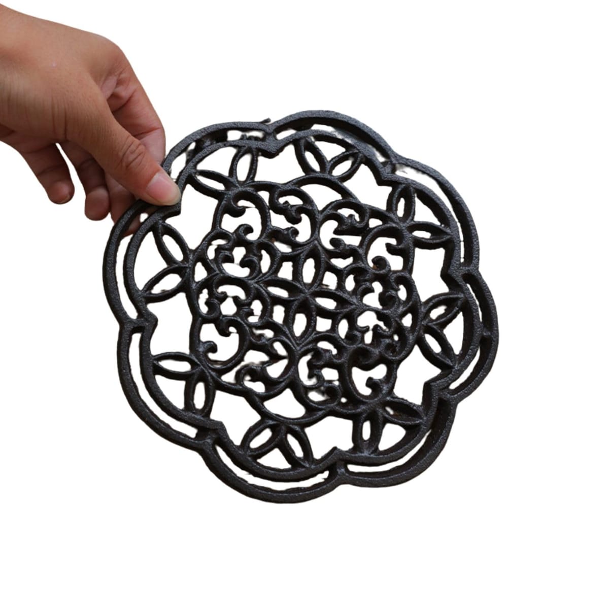 鍋敷き リーフ 釜敷き 鋳鉄トリベット 滑り止め 耐熱 ダッチオーブン 鉄瓶対応 小物置き レトロ