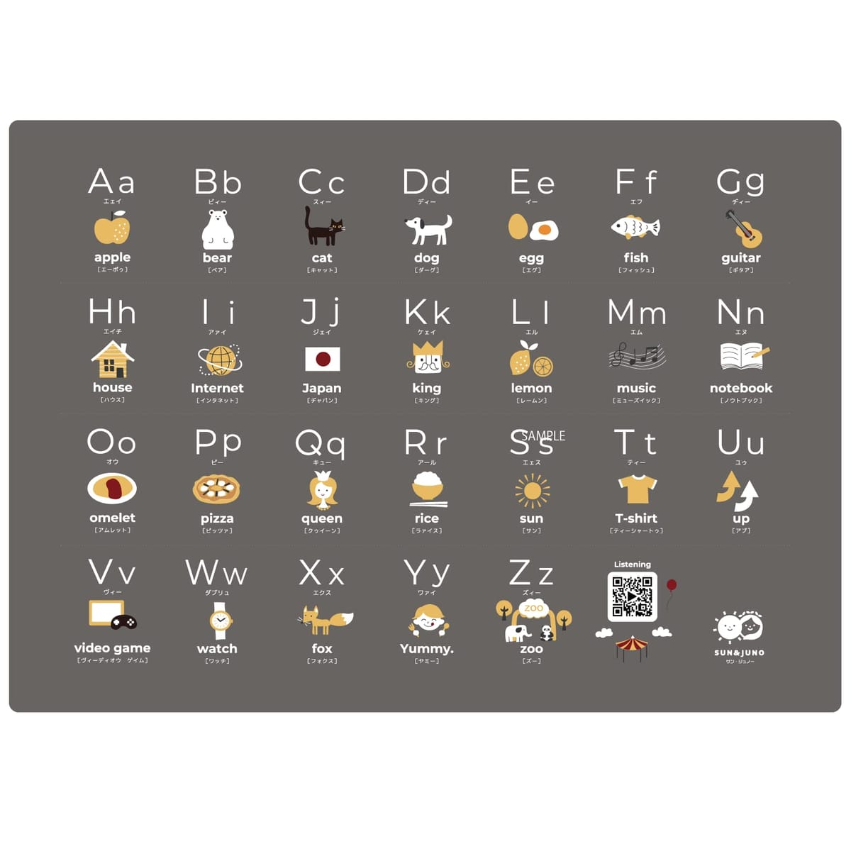 【サンジュノー】お風呂用アルファベット＆英単語ポスター2枚セット 小学校への基礎ができる お部屋に..