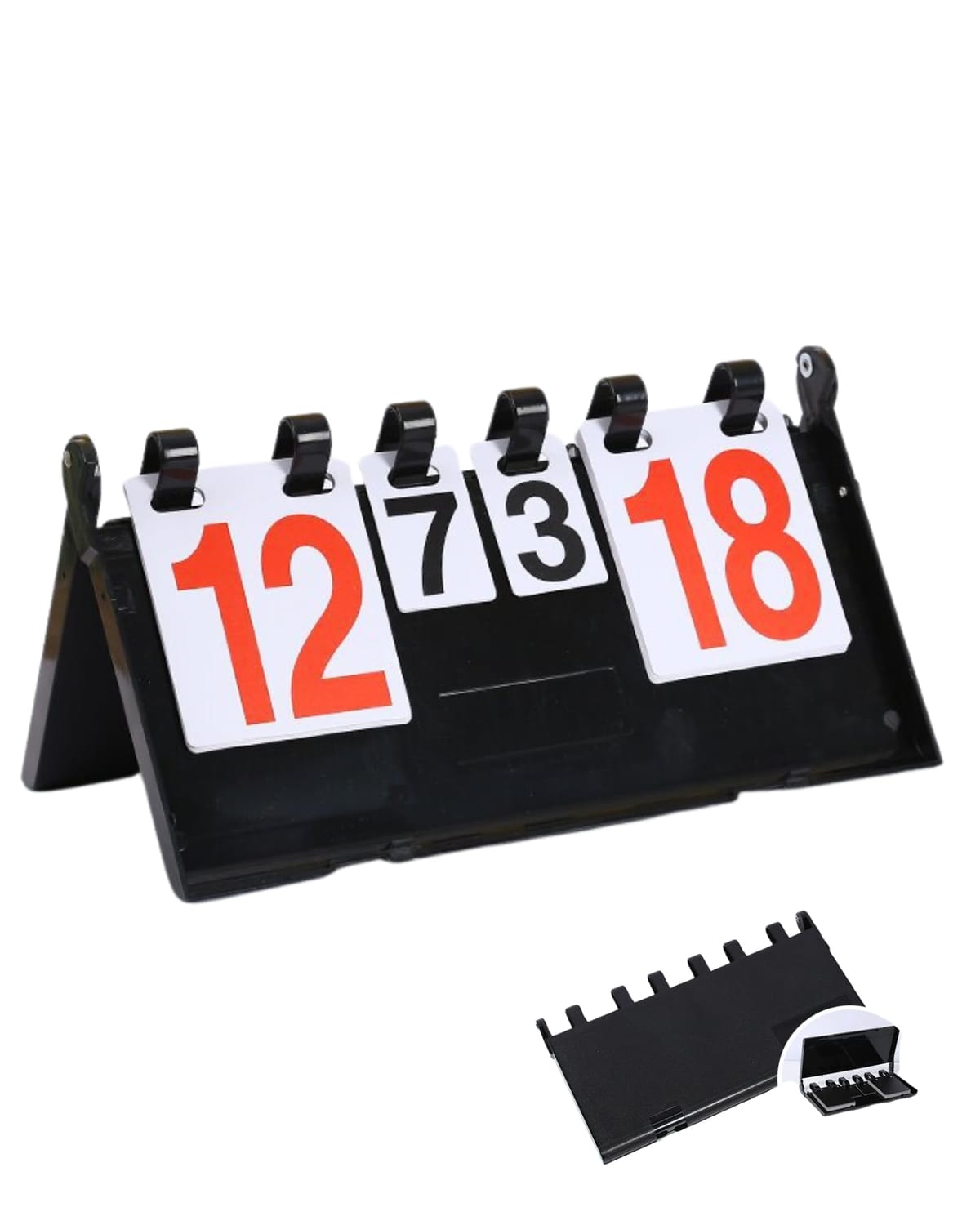 [alldeblue]スコアボード 卓球 幅38cm×高さ21cm 6桁 セット数表示対応 折りたたみ 軽量 コンパクト スポーツ対応(黒赤)