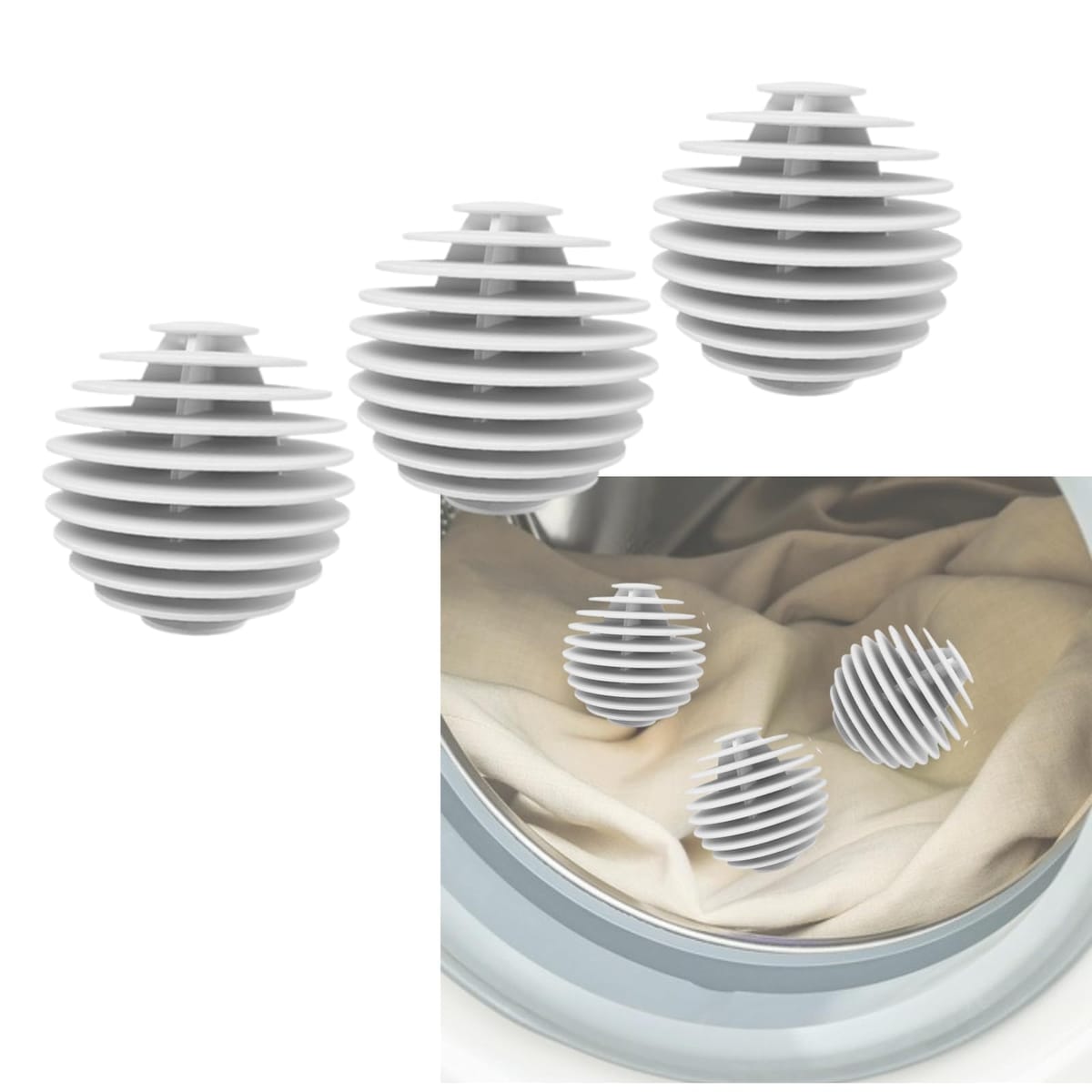 Akaaka ランドリーボール 洗濯ボール ドラム式対応 洗濯機 乾燥機対応 ほこり取り 時間短縮 エコ からまない 洗濯補助 3個セット(ホワイト)