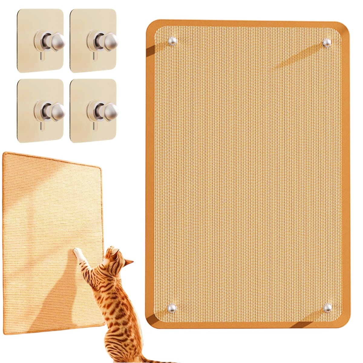 merrytime 猫 爪研ぎ 家具保護 猫爪とぎ 爪とぎマット つめとぎシート 壁掛け 設置 爪とぎ 爪とぎ猫 壁に貼れる スクラッチパッド 天然麻マット 簡単取付