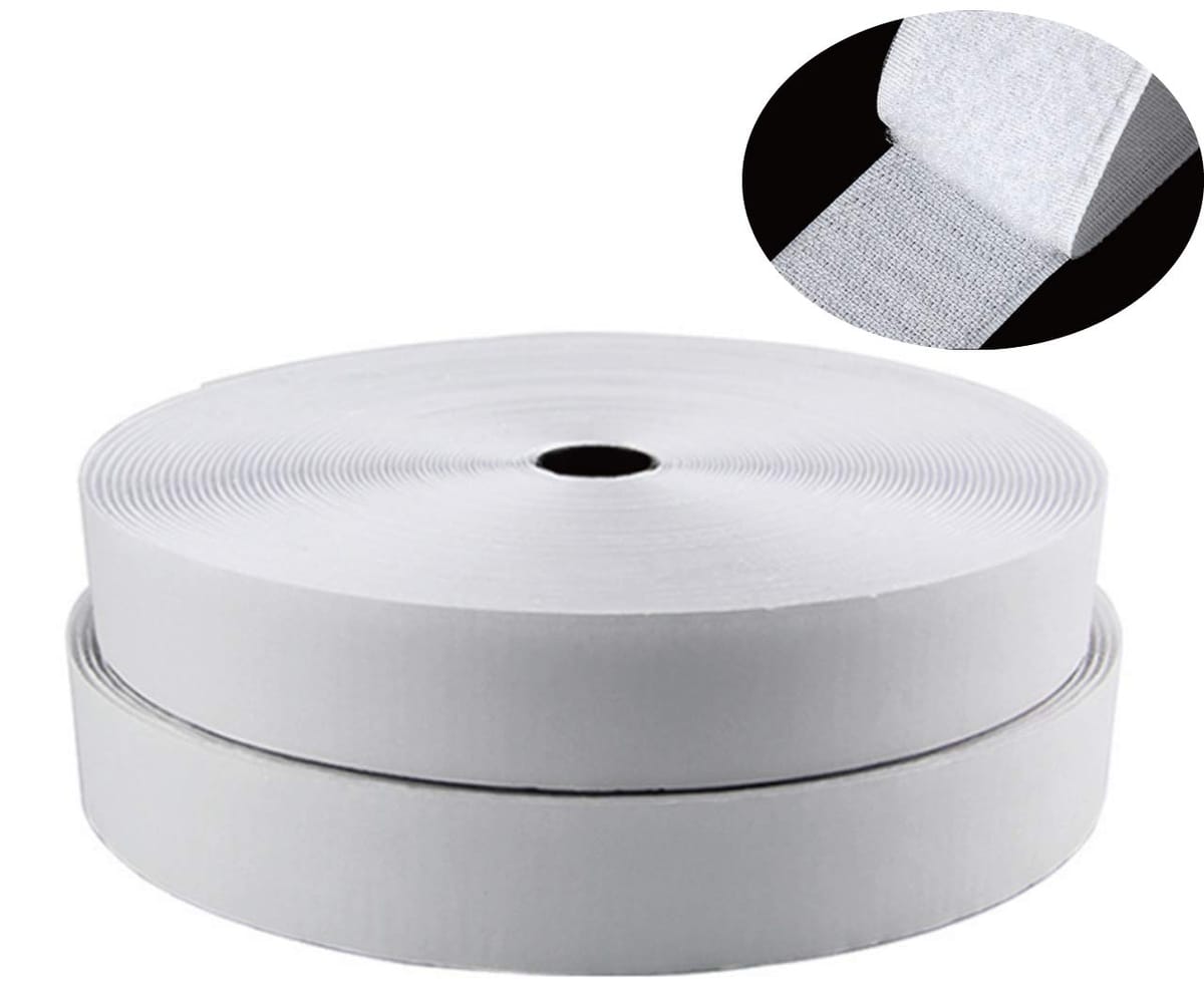ヒロワールドトレード 面ファスナー オス メス セット 白 25mm × 25m 両面テープ付 （両面テープ付白25mオスメスセット）