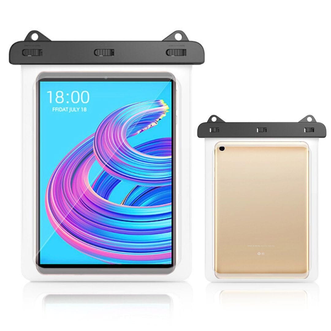 【お風呂やプールでも安心！】プールや海、お風呂でタブレットを安全に使用可能。12インチまでのiPad Proを含むタブレットに対応しており、電子書籍や動画を水に濡れずに楽しめます。防水性能でタブレットをしっかり保護。【水中対応！IPX8防水仕様】IPX8の完全防水仕様で、水深30mまでしっかり保護。お風呂での動画視聴やKindleでの読書、プールや海での写真撮影も水を気にせずに楽しめます。アウトドアや雨の日、水泳やサーフィン、スキー、ダイビングなどのレジャーにもぴったり。さらに、工場や作業現場など汚れが気になる場所でも安心して使用でき、さまざまなシーンでタブレットをしっかり保護して活躍します。【透明度抜群でFaceID・指紋認証も対応】高品質な0.3mmのPVC樹脂を採用し、ケースに入れたままでもタブレットやスマホの操作性を損なわずに使用可能。FaceIDや指紋認証にも対応し、タッチパネル操作や写真撮影もクリアに行えます。薄手ながら強度に優れ、画面も鮮明で、アウトドアや現場での使用にも最適。ストラップ付きで持ち運びも簡単、さまざまなシーンで活躍する便利な防水ケースです。【商品内容】本体+ストラップ　【サイズ（約）】27cm×21.8cm　【カラー】クリア　【対応機種】 iPad 9.7インチ / iPad 10.2インチ / iPad Pro 11インチ / iPad mini 7.9インチ / iPad mini 8.7インチ / Kindle /Kindle Paperwhite / Kindle Oasis / iPhone各種（iPhone Pro / iPhone Pro Max / iPhone mini / iPhone SE ） AQUOS / Xperia / OPPO / Google Pixel / arrows / Xiomi 等　お手持ちの機種のサイズをご確認の上ご購入ください。 【お風呂やプールでも安心！】プールや海、お風呂でタブレットを安全に使用可能。12インチまでのiPad Proを含むタブレットに対応しており、電子書籍や動画を水に濡れずに楽しめます。防水性能でタブレットをしっかり保護。