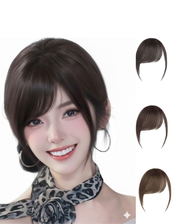 前髪ウィッグ 部分ウィッグ 人毛 100% ぱっつん シースルー 自然 クリップ付き 耐熱 バレない ふわふわ 小顔効果 ボリュームアップ レディース ヘアピース つけ毛 (ナチュラルブラック)