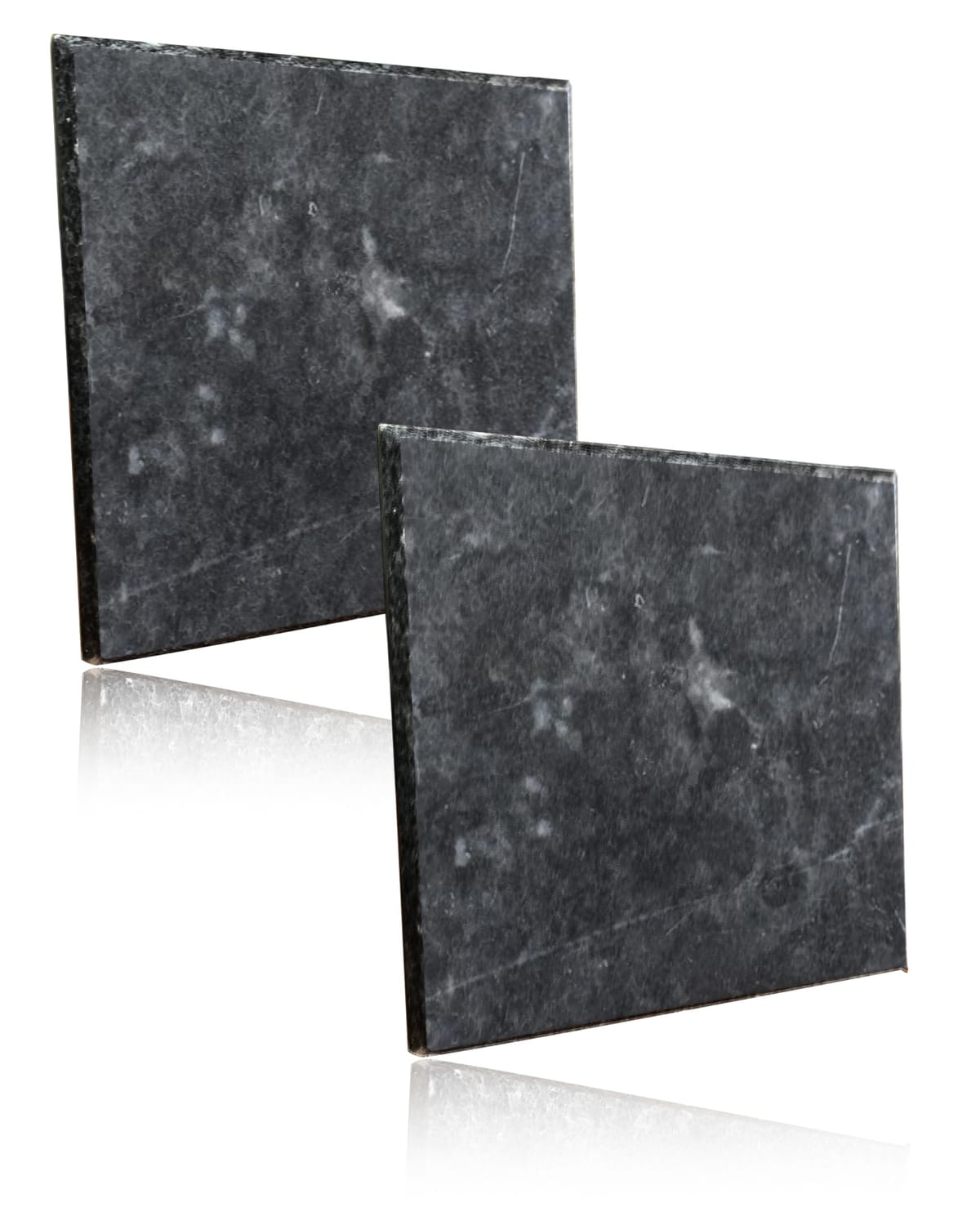 ROOMASTER 大理石コースター 2枚セット アクセサリートレイ 天然石 （ 黒灰 四角形 ）