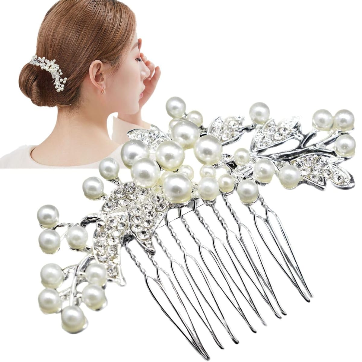 [ティグロス] TIGLOSS 髪飾り かんざし 結婚式 ウェディング パール シルバー ピン ヘアアクセサリー ..
