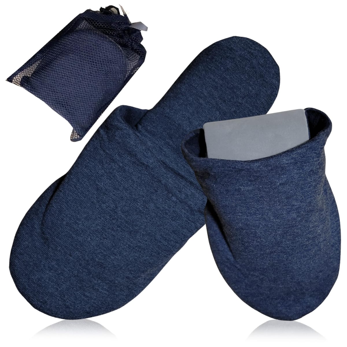 [Virgin　BEAT] 折りたたみスリッパ ポーチ付 ネイビー L/M 旅行 学校 防災