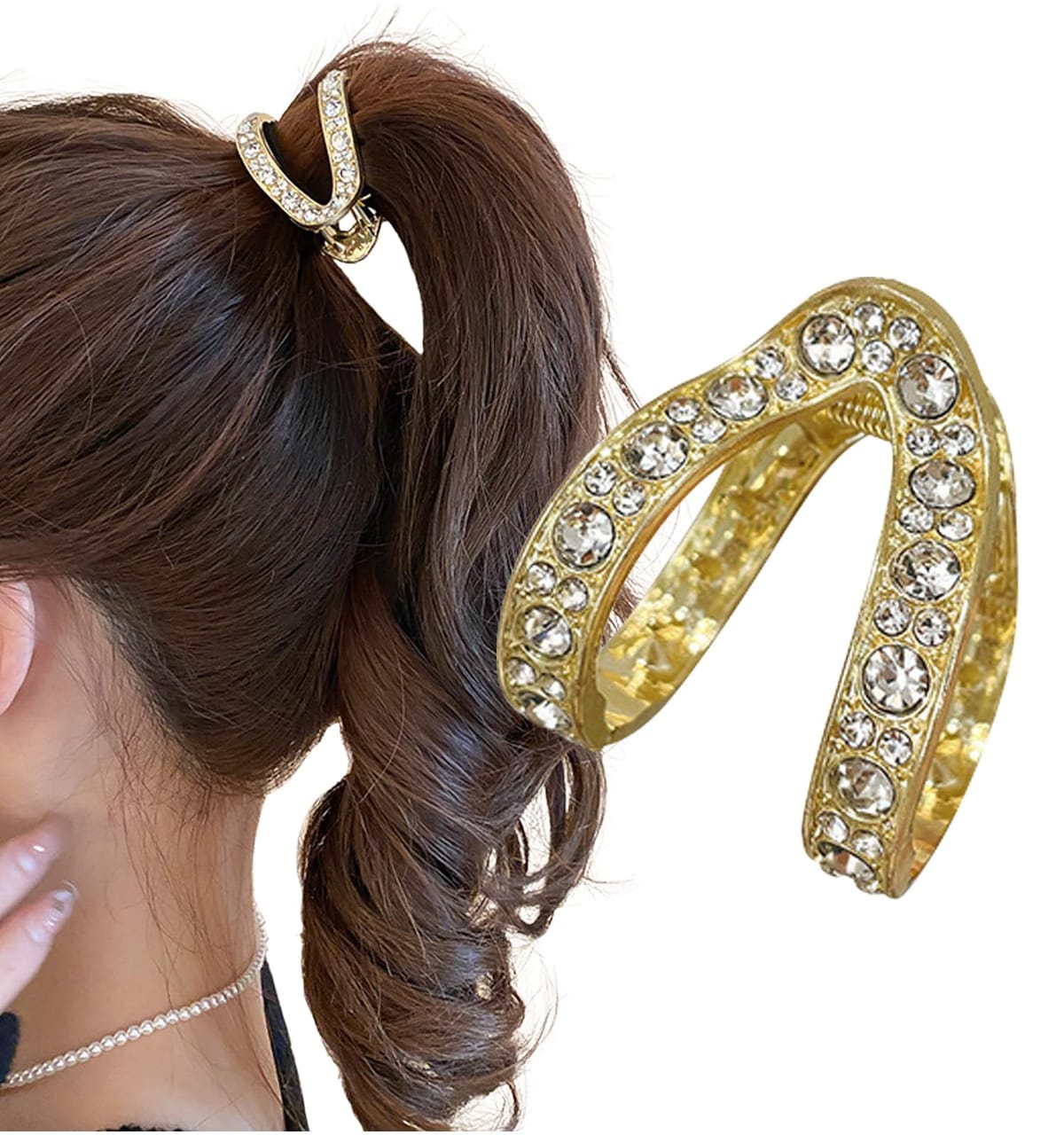 [Herbeluemily] ヘアクロー ヘアクリップ ポニーテールクリップ ビジュー ラインストーン ヘアピン 髪飾り(4)