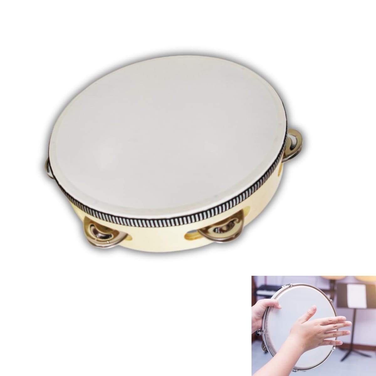 【多目的に使えるデザイン】木製の落ち着きあるデザインで馴染みやすく、様々なシーンで使用できるタンバリンが誕生しました。イベントや練習時に、場違いな印象を与えることなく使用できます。【軽量化による使いやすさの向上】軽量素材を採用し、持ち運びや長時間の使用でも疲れにくい設計になっています。子供から大人まで幅広い年齢層が快適に使用できるよう工夫されています。【優れた特徴】本格的な見た目とサウンドを実現しながら、コストパフォーマンスにも優れています。プロ仕様の品質を求めつつ、予算を抑えたい方にぴったりの商品です。【エンターテインメントの可能性を広げる】 ダンスや舞踊、バレエなどの芸術活動から、宴会やパーティーの余興まで、幅広いエンターテインメントシーンで活躍します。【商品詳細】本体サイズ：直径20cm、高さ4.5cm、材質：木材、ポリエステル、金属　対象年齢：6歳以上　 【多目的に使えるデザイン】木製の落ち着きあるデザインで馴染みやすく、様々なシーンで使用できるタンバリンが誕生しました。イベントや練習時に、場違いな印象を与えることなく使用できます。 【軽量化による使いやすさの向上】軽量素材を採用し、持ち運びや長時間の使用でも疲れにくい設計になっています。子供から大人まで幅広い年齢層が快適に使用できるよう工夫されています。 【優れた特徴】本格的な見た目とサウンドを実現しながら、コストパフォーマンスにも優れています。プロ仕様の品質を求めつつ、予算を抑えたい方にぴったりの商品です。 【エンターテインメントの可能性を広げる】 ダンスや舞踊、バレエなどの芸術活動から、宴会やパーティーの余興まで、幅広いエンターテインメントシーンで活躍します。 【商品詳細】本体サイズ：直径20cm、高さ4.5cm、材質：木材、ポリエステル、金属　対象年齢：6歳以上　