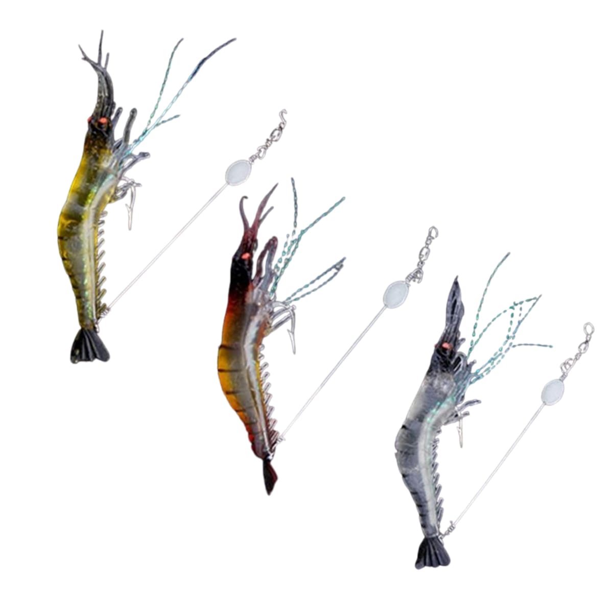 Sun Fairy エビ ワーム ソフトルアー 夜間発光 ソフトワーム 3本セット 疑似餌 夜釣 海老ルアー 淡水 海釣り 両用