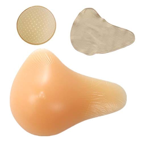 [ミコプエラ] 人工乳房 ロング型 シリコンパッド 保護カバー ブラパット 3点セット 左胸 フックなし 乳がんパッド バスト補正