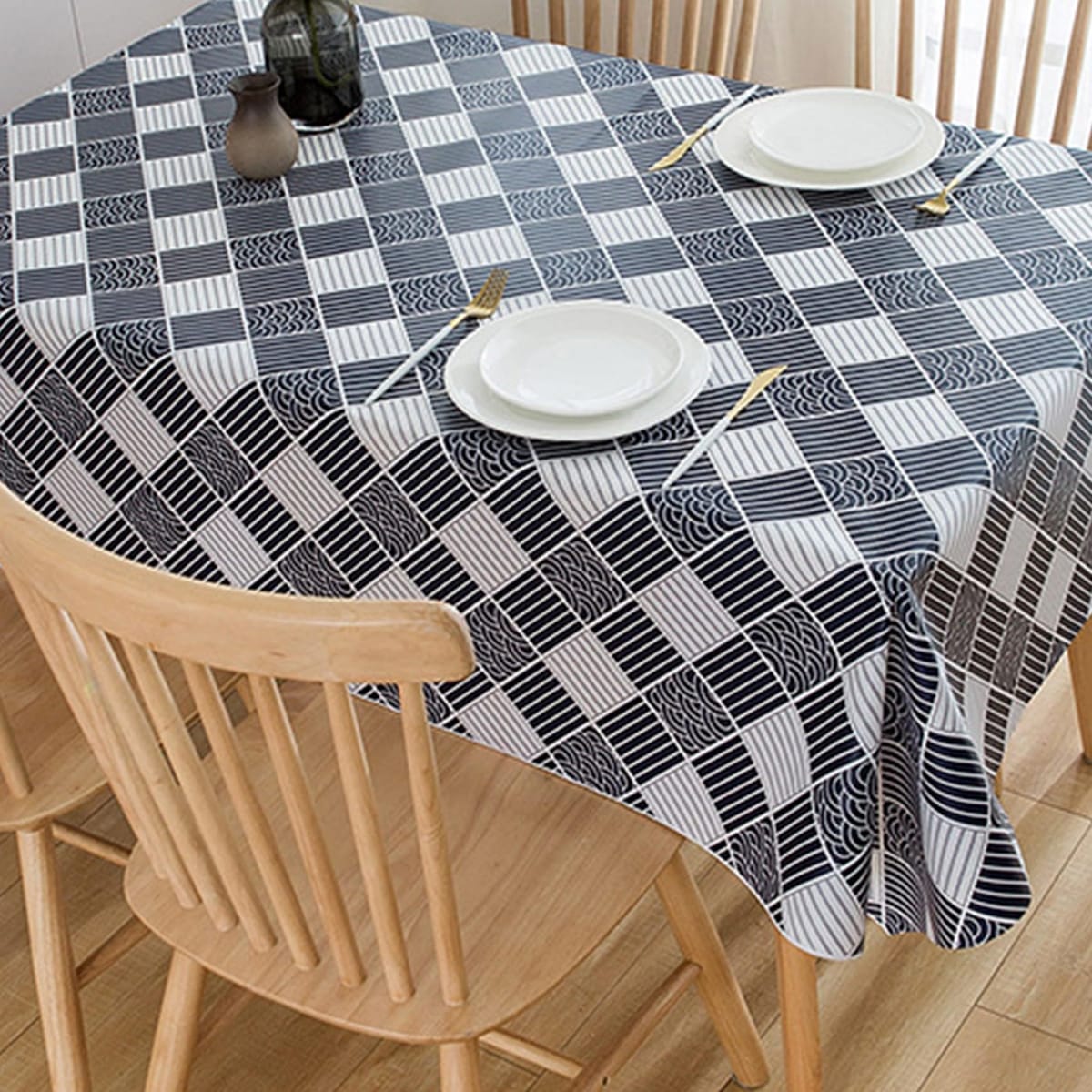 NOELAMOUR テーブルクロス 和風 防水 撥水 耐油 PEVA製 ビニール 和柄 テーブルマット デスクマット カ..