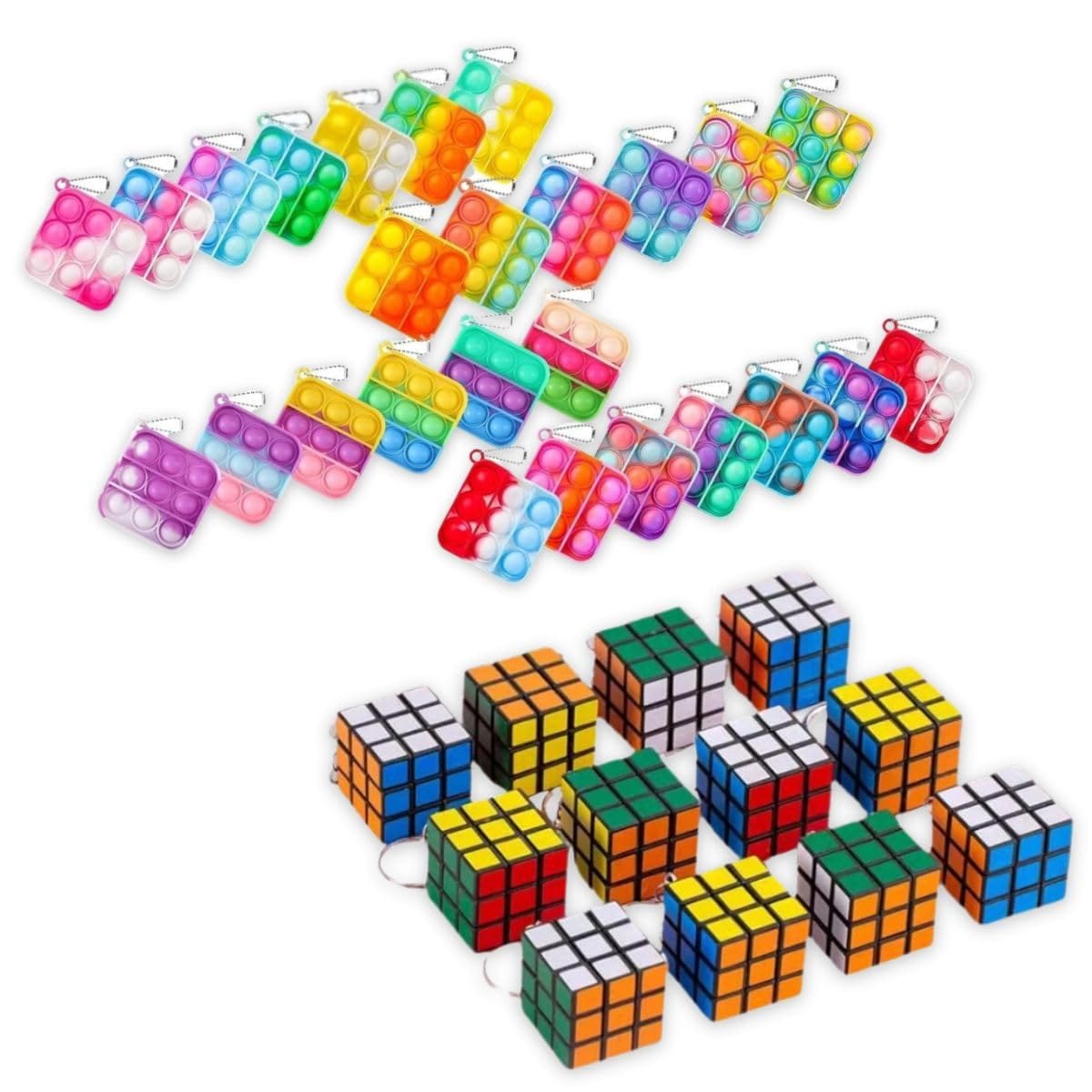 SALUDABLE プッシュポップ ミニキューブ フィジェットトイ お祭り 景品 知育 キーホルダー