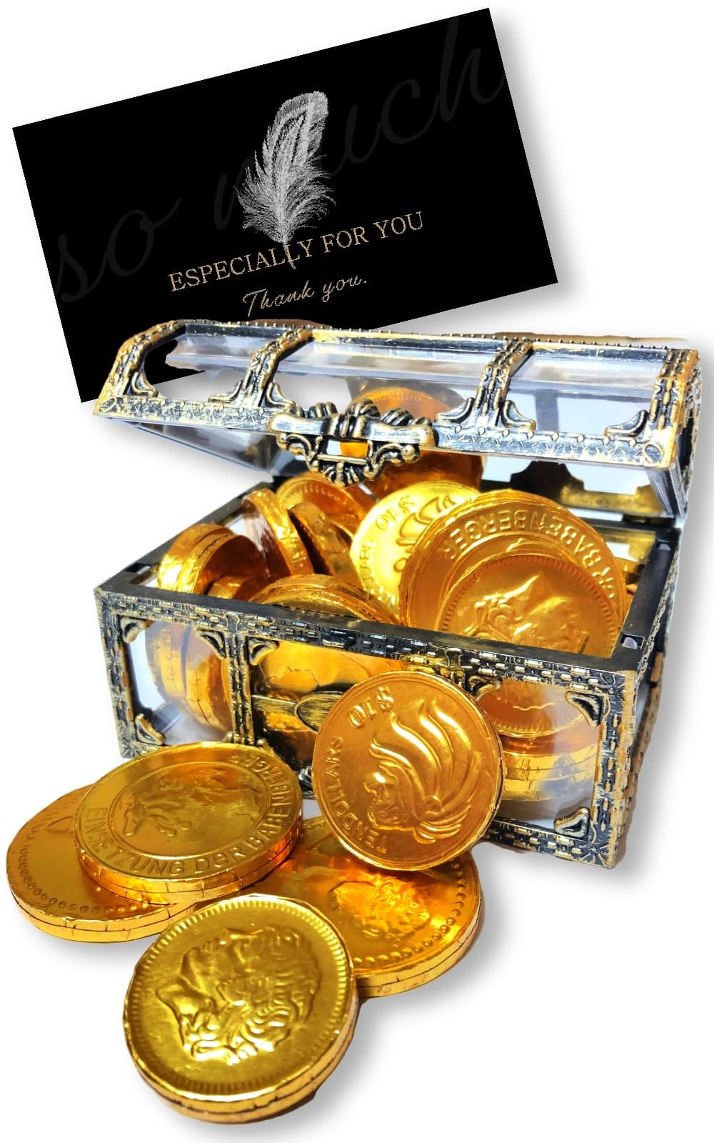 【コインチョコ】 ベルギー産 コイン チョコレート ギフト バレンタイン 金運アップ 開運 商売繁盛 金貨 宝箱 ジュエリーケース Thanksカード付のサムネイル