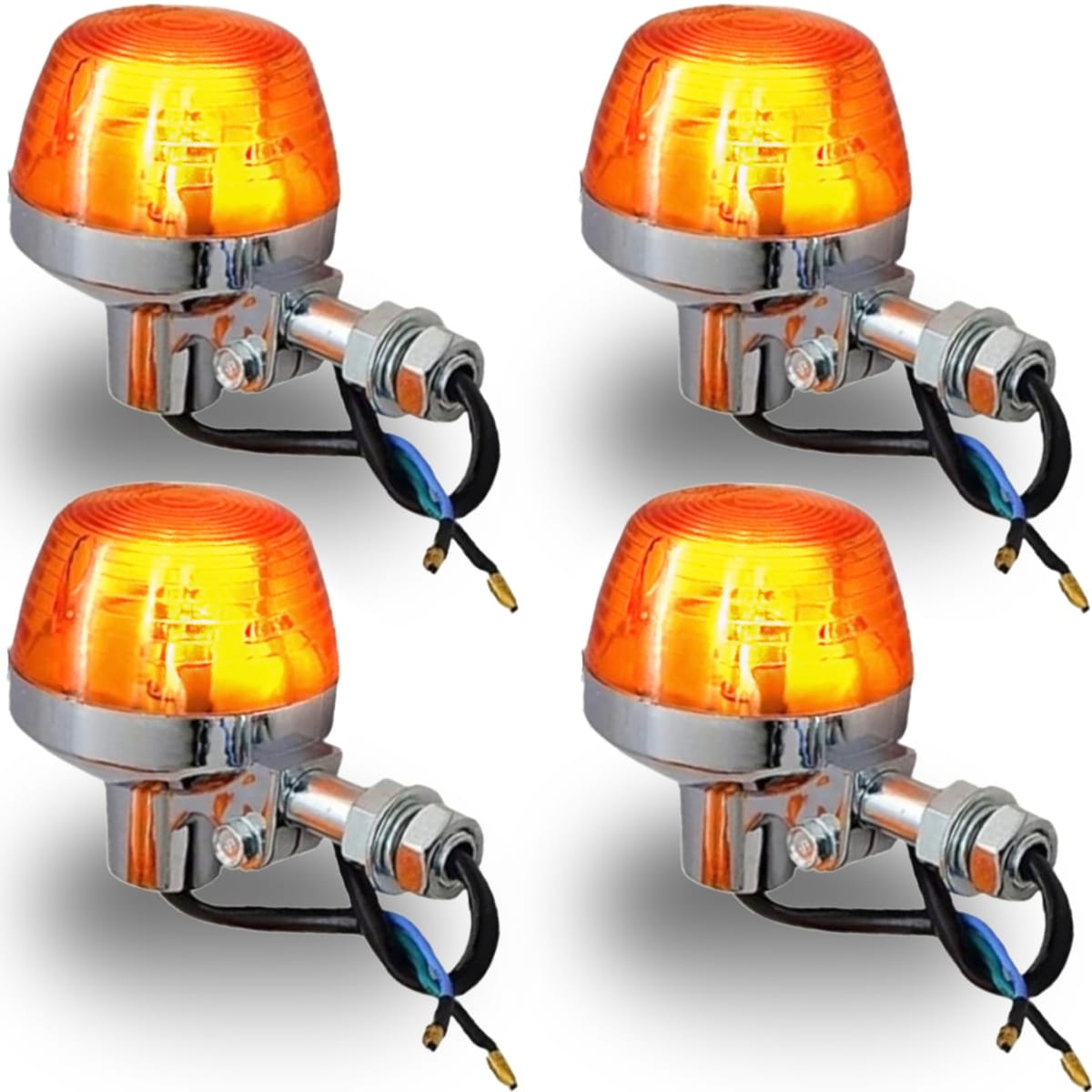 ［Ra1zing］CB系 バイク ホーク ウインカー ショートステー 付き 前後 4個セット 汎用品 オレンジ ビンテージ クラシック CB400F CB750four ホーク CB550four CL350 CB250T CB750K ホーク2 CB4