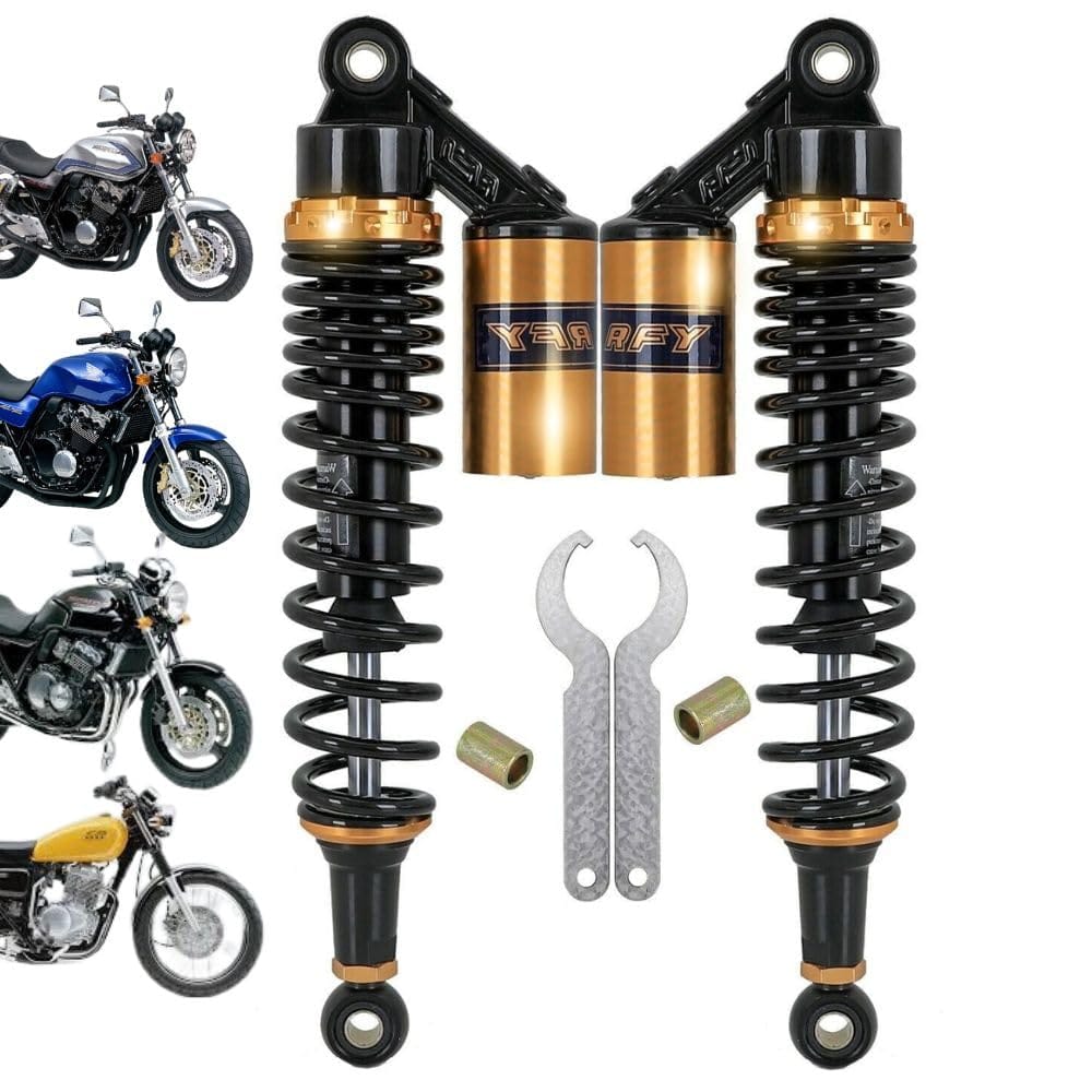 MORASTYLE リアサスペンション 汎用 オートバイ CB400SF VTEC NC39 320mm 330mm 調整式 ブラック ゴー..