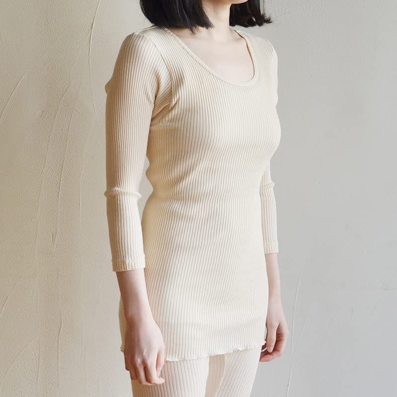 [天衣無縫] オーガニックコットン リブ8分袖シャツ