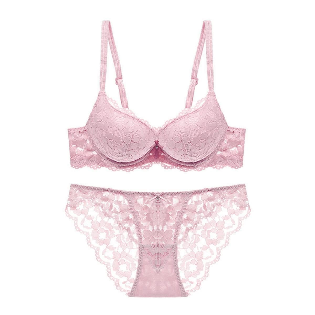 [karim] ブラジャー ショーツ セット 美乳 盛れる ワイヤー ブラ レディース 下着 インナー 上下セット 大人可愛い セクシー 総レース 谷間 透け感(4)