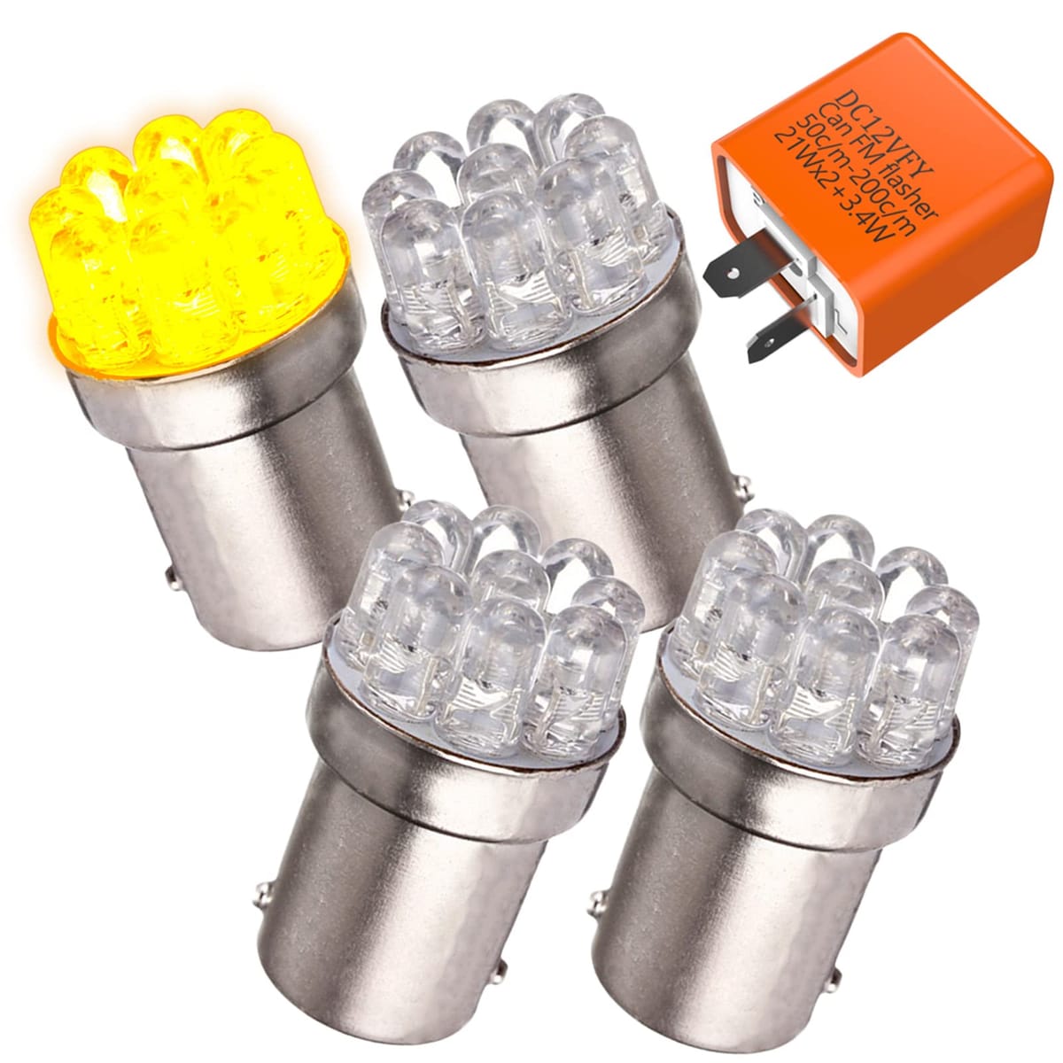 Meliore バイク LED クリア ウインカー アンバー オレンジ 4個 セット IC リレー 