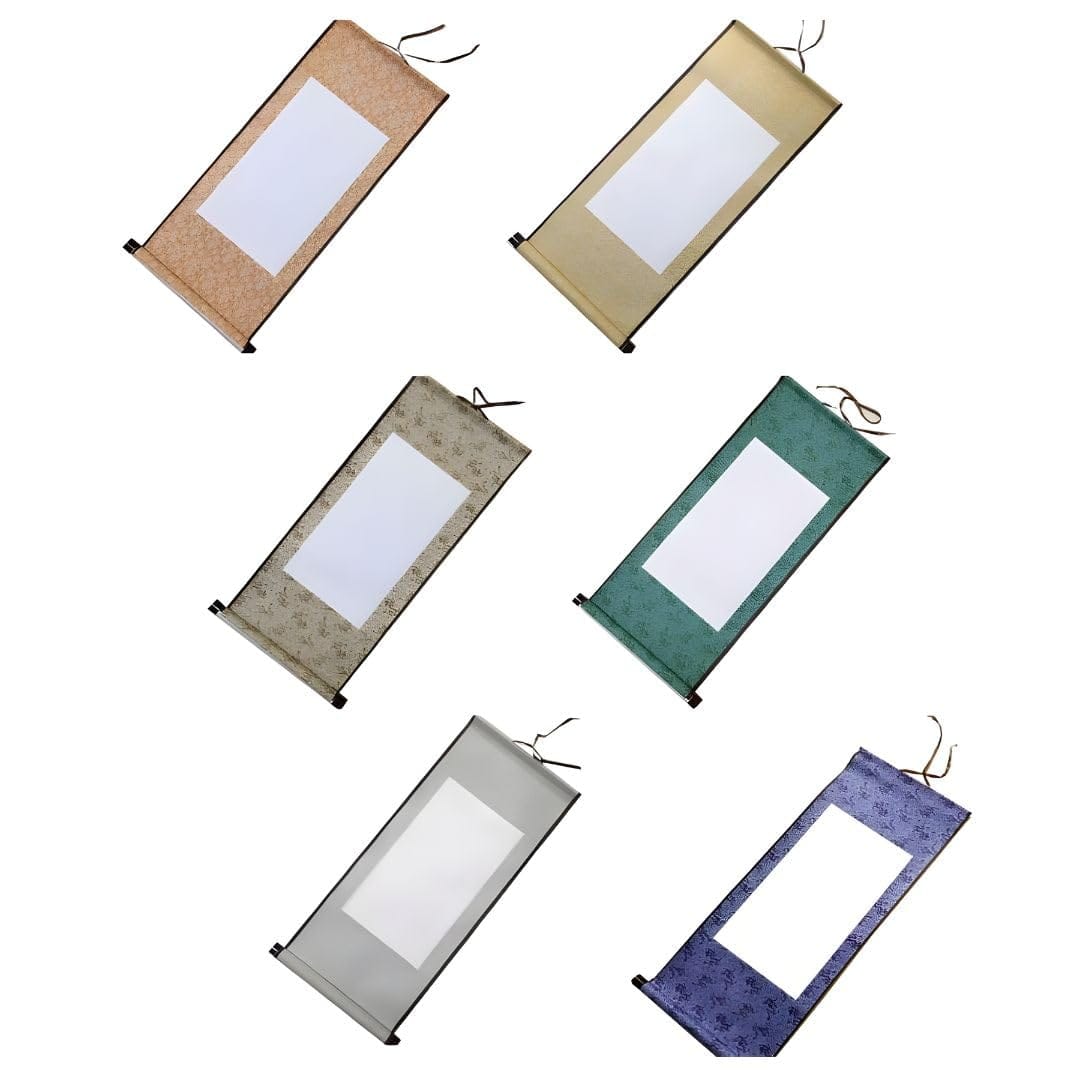 TK.Felly 掛け軸 無地 6色セット 白紙の掛け軸 書道 日本画 書初め 水墨画 巻物 展示 飾り 展覧会 白抜き掛軸