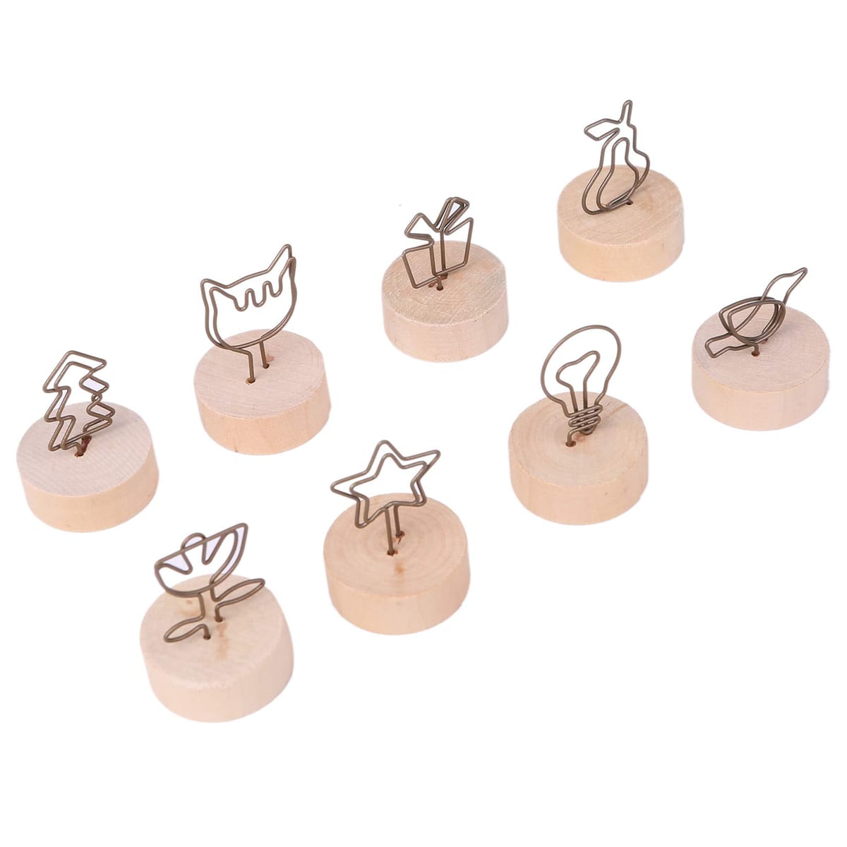 ヒロワールドトレード メモ カード 名刺 スタンド クリップ ミニ 木製 結婚式 卓上 小物 装飾 メモホルダー 写真立て