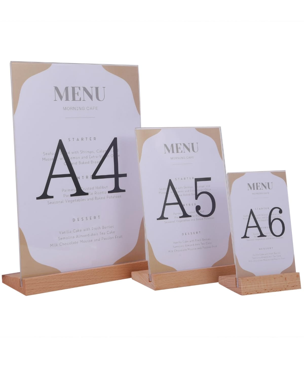 Chocople メニュースタンド ポップスタンド メニュー立て ポスタースタンド 縦置き 木製土台 アクリル板 (A6)