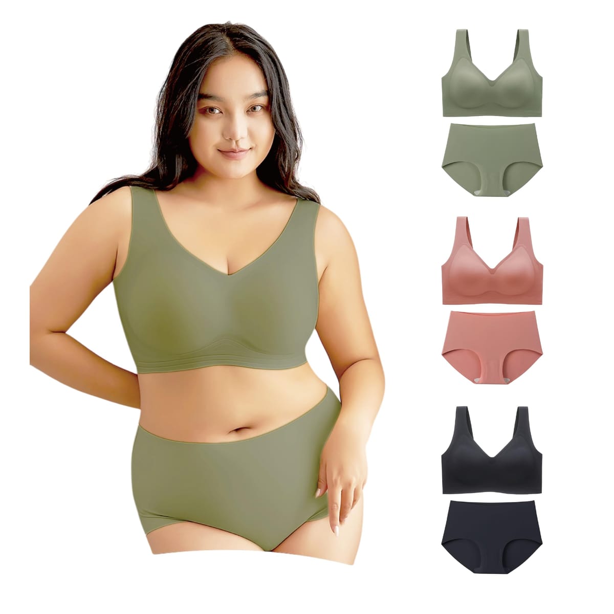 [Homie Japan] ブラジャー 大きいサイズ ショーツ セット 3XL〜5XL【ぽっちゃブラ＆ショーツ】【2025最..