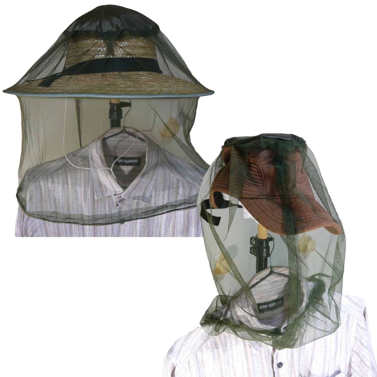 Sugarello 藪蚊 虫除けネット アウトドア 農作業 園芸 防虫ネット 虫除け 蚊除け 男女兼用 帽子取付用 防虫 フェイスカバー 蚊帳 大小2種セット